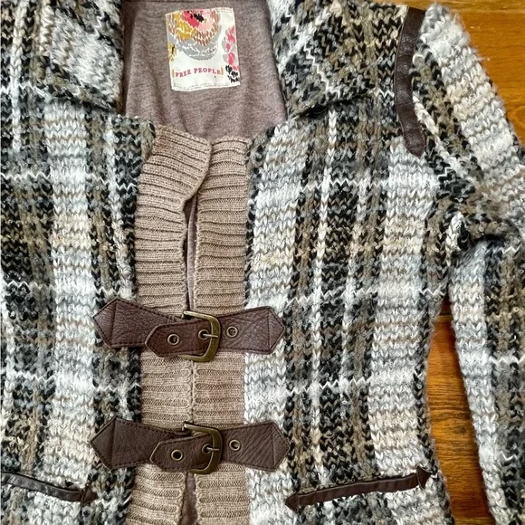 Free People | Plaid Boucle Sweater Jacket |  Buckle Closure | Women’s 4 - Picture 2 of 5